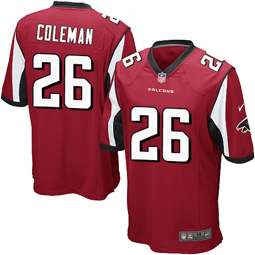 Men's Game Tevin Coleman Nike Jersey Red Home - #26 NFL Atlanta Falcons